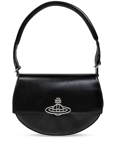 Vivienne Westwood Orb-print Shoulder Bag In Black