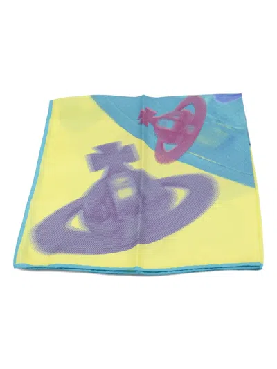 Vivienne Westwood Orb-print Silk Scarf In Yellow