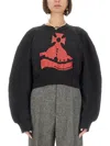 Vivienne Westwood Black Sunken Orb Crop Sander Sweatshirt In Black