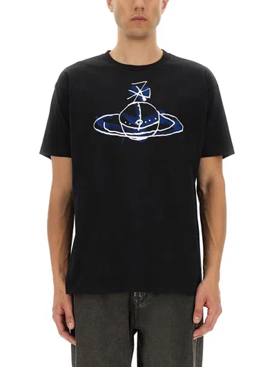 Vivienne Westwood Orb Print T Shirt In Black
