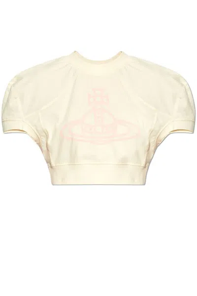 Vivienne Westwood Orb Printed Cropped T In White