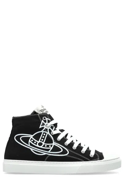 Vivienne Westwood High Top Canvas Plimsoll Cotton Canvas Black 11-45 Men