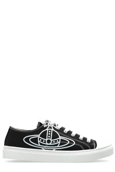 Vivienne Westwood 'stitching Contrast Rubber Sole Sneakers' In Black