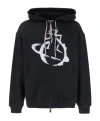 Vivienne Westwood Black Sweatshirt With Drawstring Hood And Maxi Orb Logo On The Front In Black