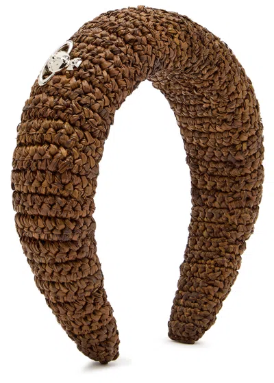 Vivienne Westwood Orb Raffia Headband In Brown