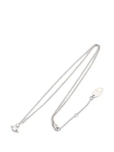 Pre-owned Vivienne Westwood Orb Rhinestone Necklace In Silver