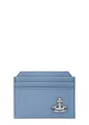Vivienne Westwood Orb Saffiano Leather Card Holder In Blue