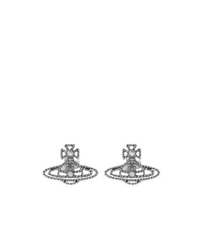 Vivienne Westwood Orb Shaped Embellished Earrings In Silver