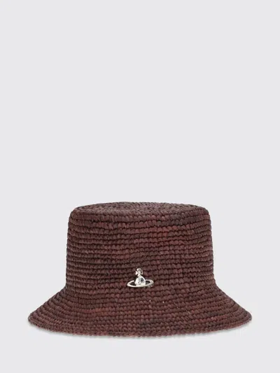 Vivienne Westwood Orb Straw Hat In Brown