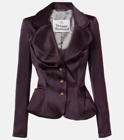 Vivienne Westwood Orb Striped Ruffled Jacquard Blazer In Blue