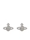 Vivienne Westwood Platinum Orb Logo Earrings In Silver