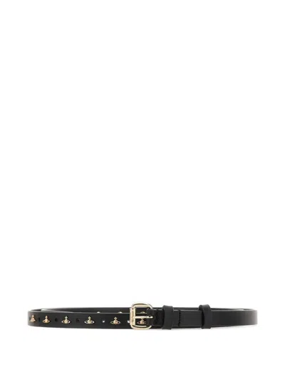 Vivienne Westwood Orb-stud Leather Belt In Black