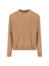 Vivienne Westwood Knitted Crew Neck Sweater Long Sleeves In Brown
