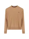 Vivienne Westwood Knitted Crew Neck Sweater Long Sleeves In Brown