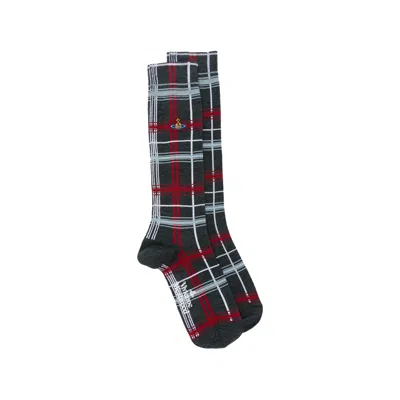 Vivienne Westwood Orb Tartan Socks In Black