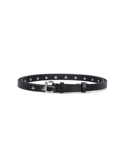 Vivienne Westwood Orb" Thin Belt Black