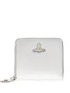 Vivienne Westwood Zip Medium Wallet Faux Leather Silver One Size Unisex In Gray
