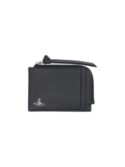 Vivienne Westwood Orb Zip Card Holder In Black