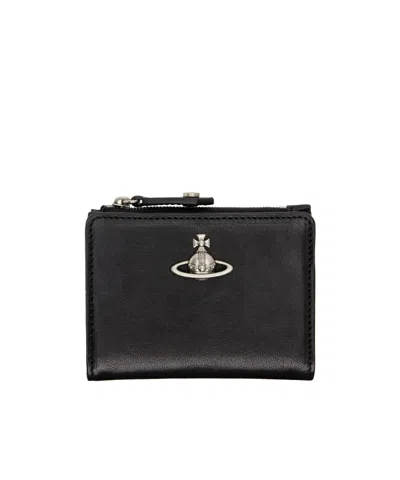 Vivienne Westwood Orb Zip Compact Wallet In Black