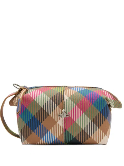 Vivienne Westwood Orb Zip Makeup Bag In Brown