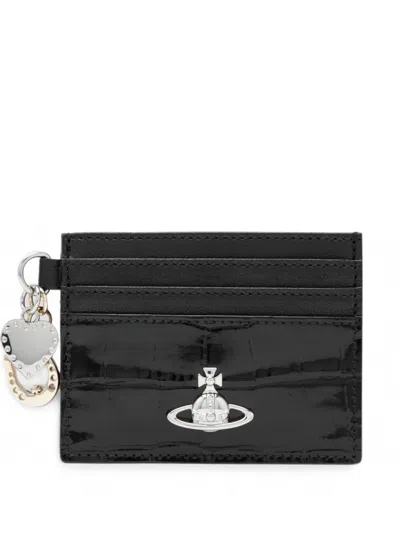 Vivienne Westwood Orb-charm Card Holder In Black
