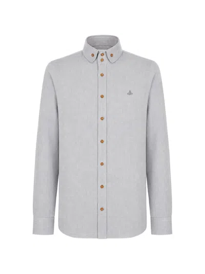 Vivienne Westwood Orb-embroidered Button-down Shirt In Gray