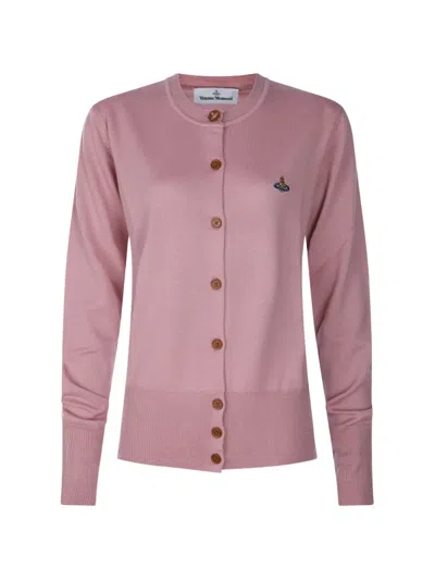 Vivienne Westwood Orb-embroidered Button-front Cardigan In Pink
