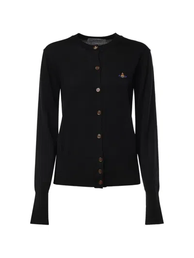 Vivienne Westwood Classic Black Cardigan Sweater With Button-down Front
