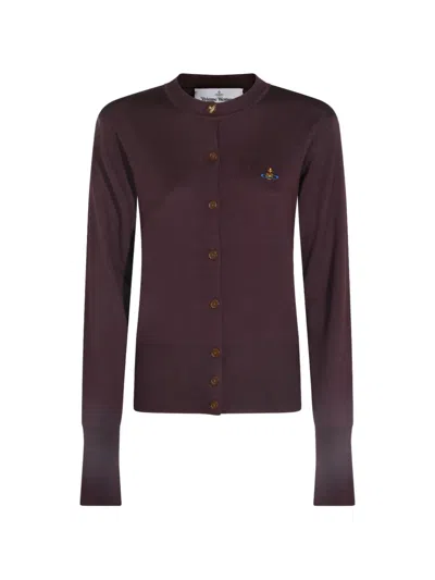 Vivienne Westwood Orb-embroidered Cardigan In Brown
