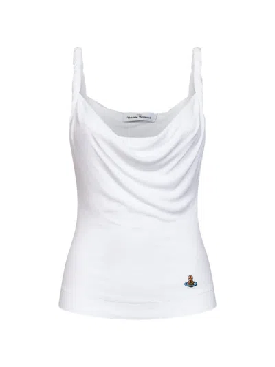 Vivienne Westwood Anna Top Sleeveless Draped Neckline Ribbed In White