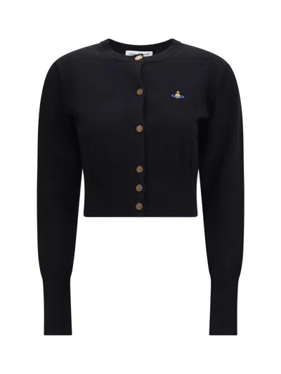 Vivienne Westwood Orb-embroidered Crop Cardigan In Black