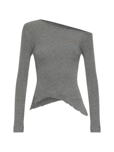 Vivienne Westwood Orb-embroidered Long-sleeve T-shirt In Gray