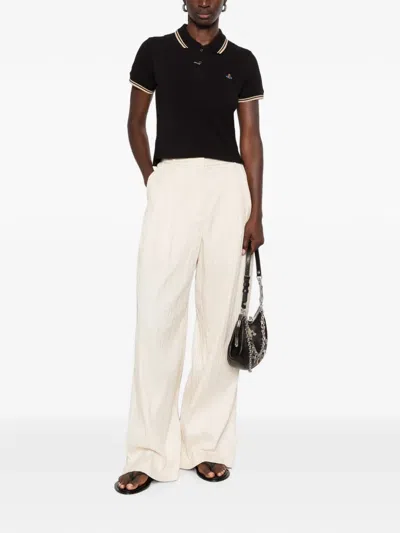 Vivienne Westwood Orb-embroidered Polo Shirt In Black