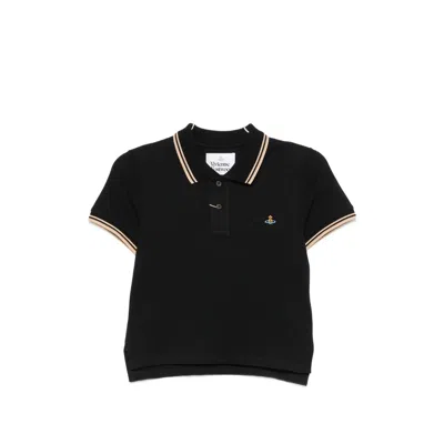 Vivienne Westwood Orb-embroidered Polo Shirt In Black