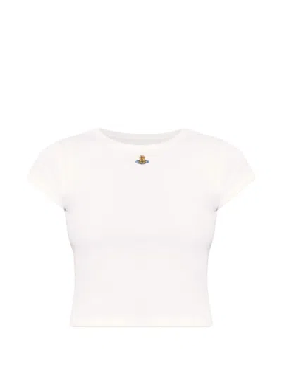 Vivienne Westwood Orb-embroidered Ribbed T-shirt In White