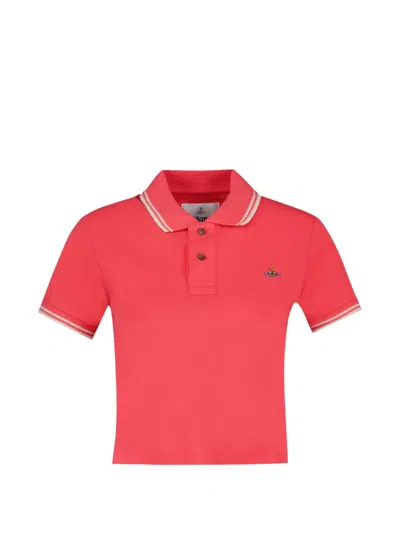 Vivienne Westwood Orb-embroidered Short-sleeve Polo Shirt In Red