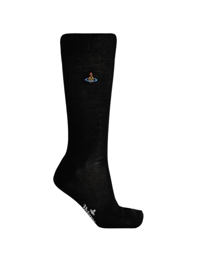 Vivienne Westwood Orb-embroidered Socks In Black