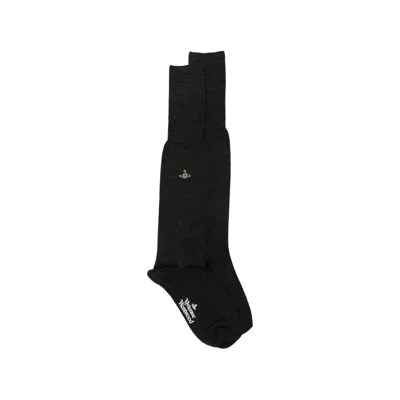 Vivienne Westwood Orb-embroidered Socks In Black