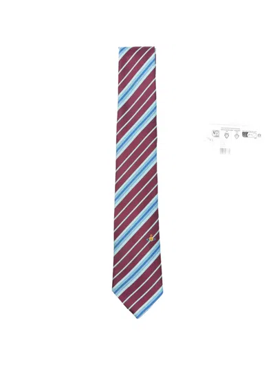 Vivienne Westwood Orb-embroidered Striped Tie In Transparent