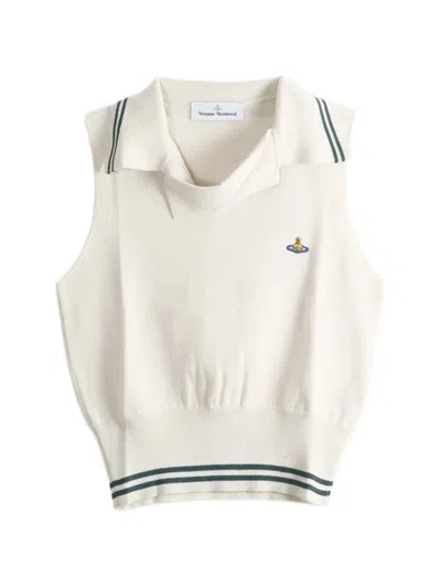 Vivienne Westwood Orb-embroidered Striped Vest In Neutral