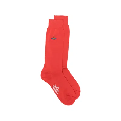 Vivienne Westwood Orb-embroidery Socks In Red
