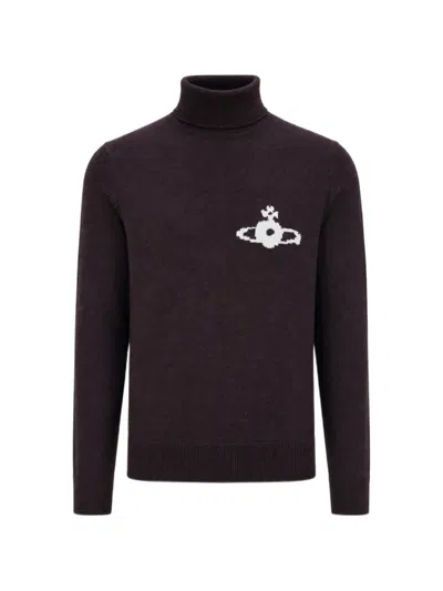 Vivienne Westwood Orb-intarsia Roll-neck Sweater In Animal Print