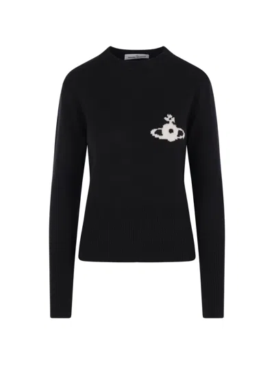 Vivienne Westwood Orb-intarsia Wool Sweater In Black