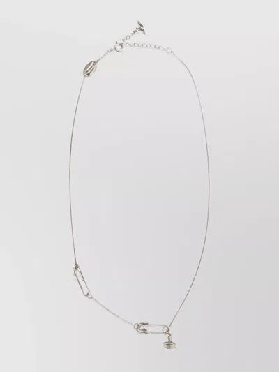 Vivienne Westwood Orbit Pendant Necklace Safety Pin In White