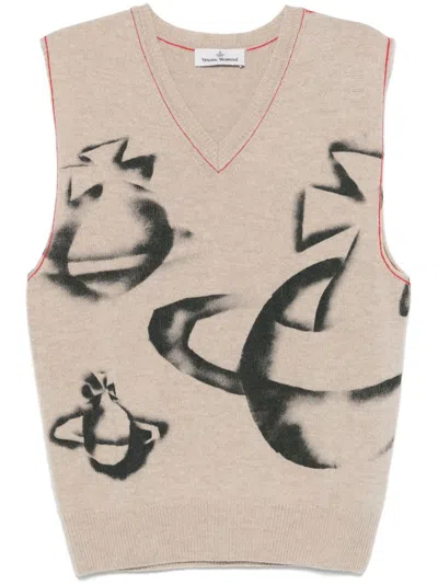Vivienne Westwood Wool-cashmere Orbit Sweater Vest In Neutral
