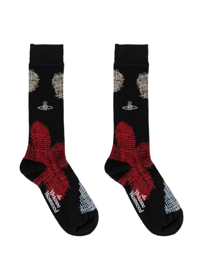 Vivienne Westwood Orb-logo Intarsia-knit Socks In Black