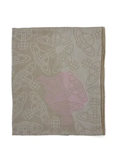 Vivienne Westwood Orb-pattern Scarf In Gray