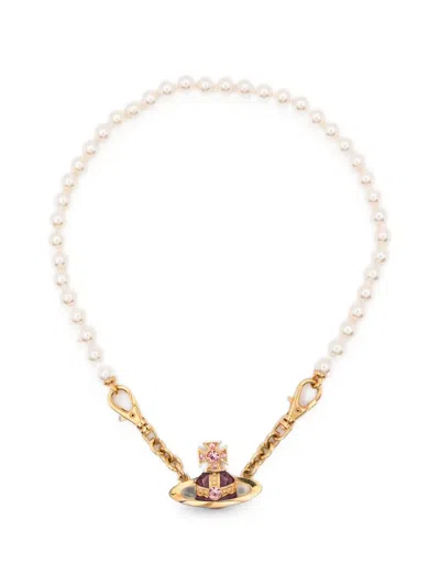 Vivienne Westwood Orb-pendant Faux-pearl Necklace In Multi