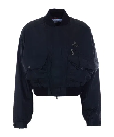 Vivienne Westwood Orb-plaque Bomber Jacket In Blue