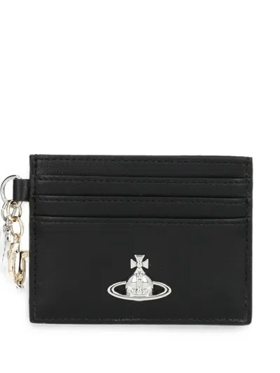 Vivienne Westwood Orb-plaque Charm Card Holder In Black